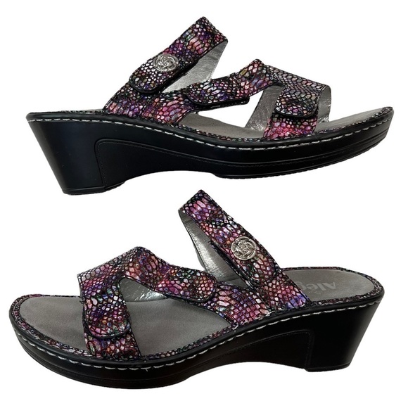 Alegria Lotie Snakeskin print leather wedge sandals Size 9 (39) - Picture 2 of 13
